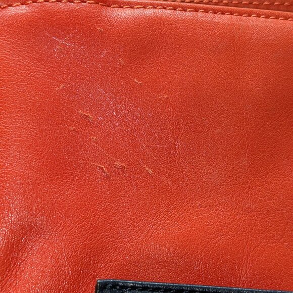 Coach orange/blue/tan tote with front twist lock. GUC! - Picture 5 of 7